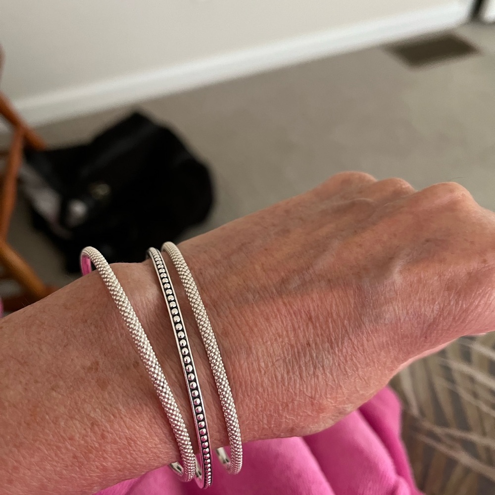 LAGOS Caviar Sterling Silver Three Bangle Set - Picture 6 of 16